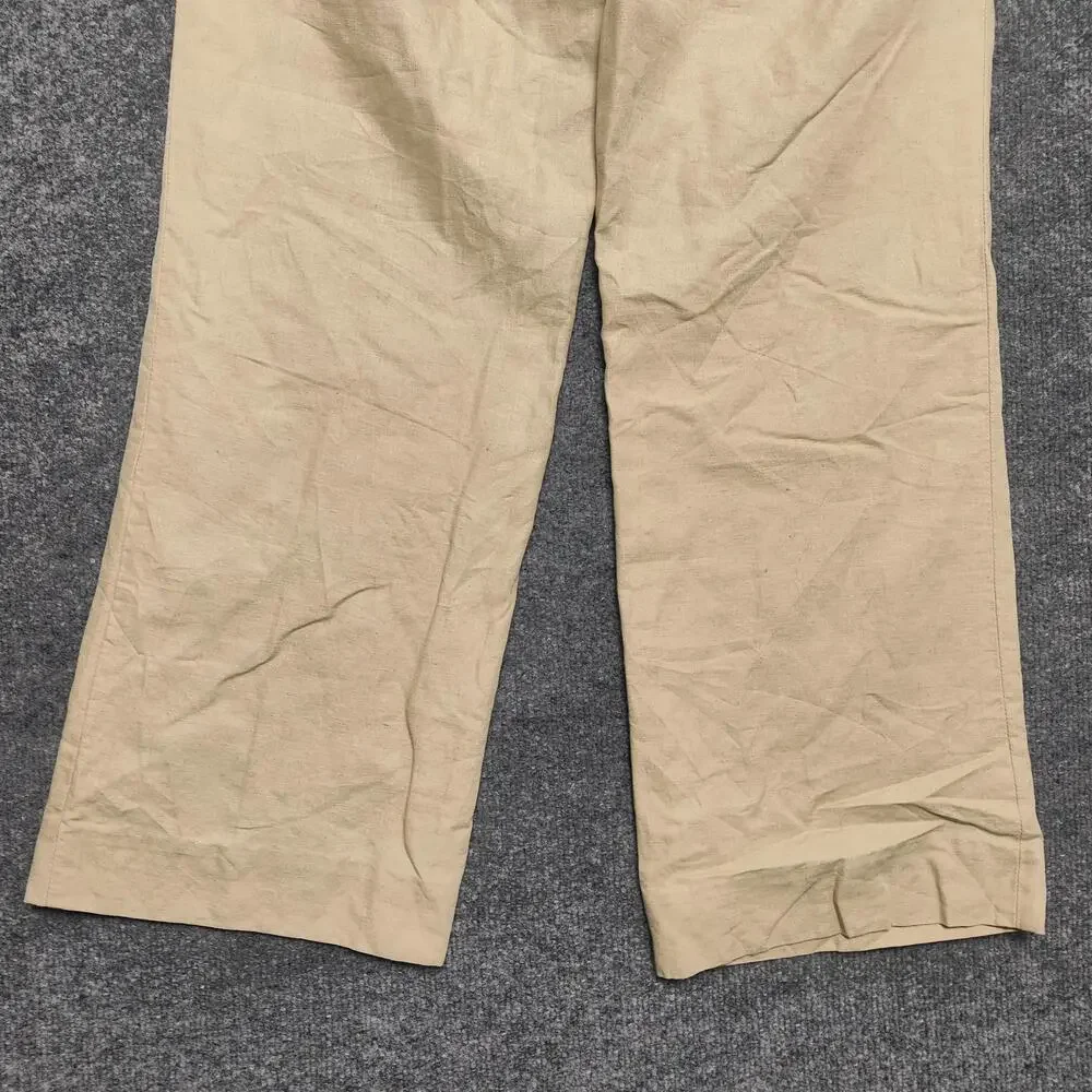 Banana Republic Pants Womens 4 Beige Linen Martin Fit Wide Leg Dress Workwear